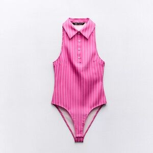 Zara Pink Striped Bodysuit